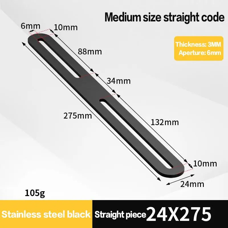 Stainless Steel 180° Flat Straight Bracket – Black & Silver Flat Angle Bracket Qme A6