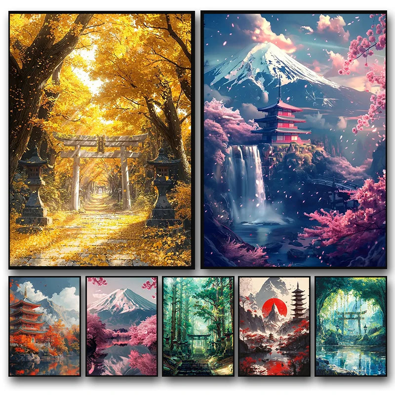 Japanese Shrine Forest Canvas Art Poster | Wall Décor Canvas Wall Art Qst
