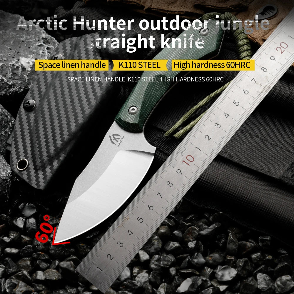 HUANGFU Full Tang Fixed Blade Outdoor Knife with Sheath Fixed Blade Knife Qst