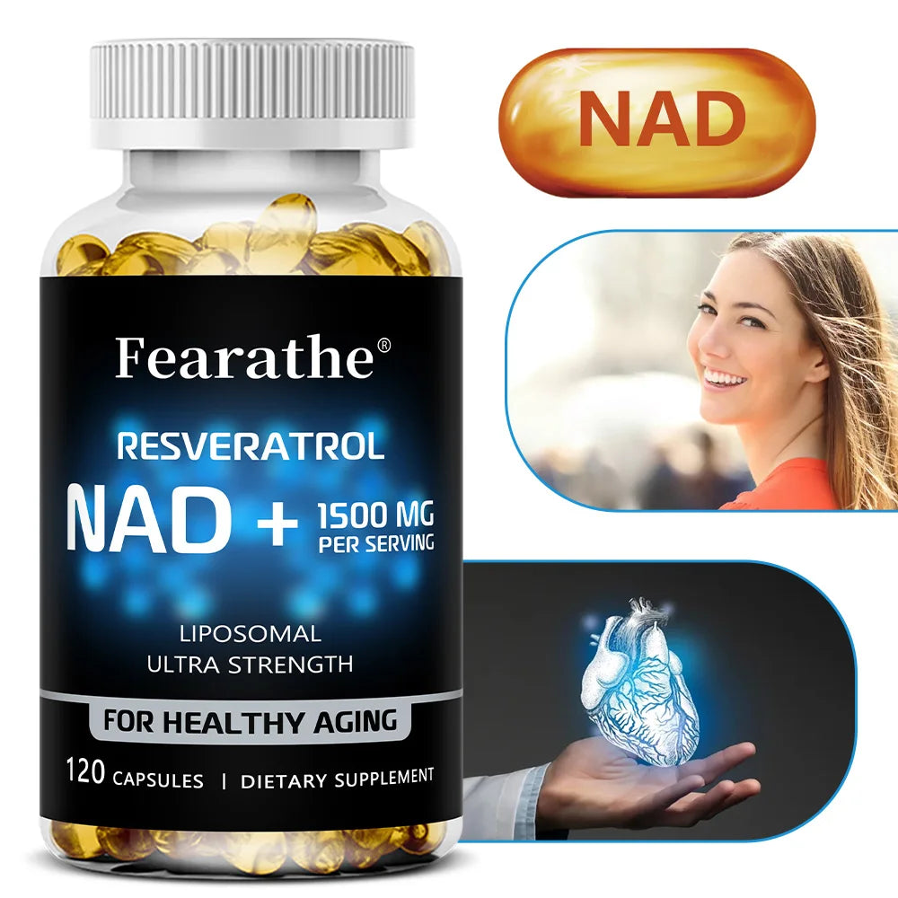 NAD+ Resveratrol 1200mg Capsules – Energy & Cellular Health Anti-Aging Supplement Qst