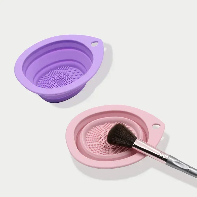 Silicone Makeup Brush Cleaner Scrubber Mat & Washing Bowl Makeup Brush Cleaner Qme
