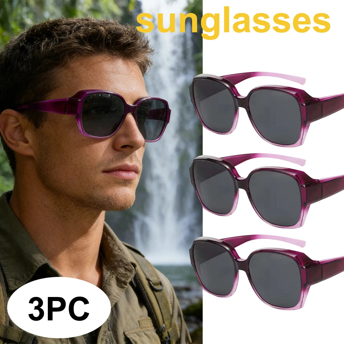 VOPHA Oversized Round Sunglasses – Fits Over Prescription Glasses Fit Over Sunglasses Qst 3PC