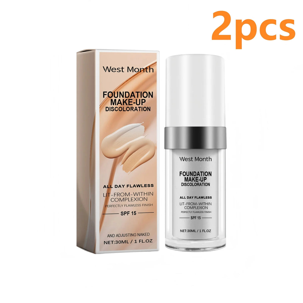 West Month Color Changing Liquid Foundation – Matte & Waterproof Liquid Foundation Qst 2pcs