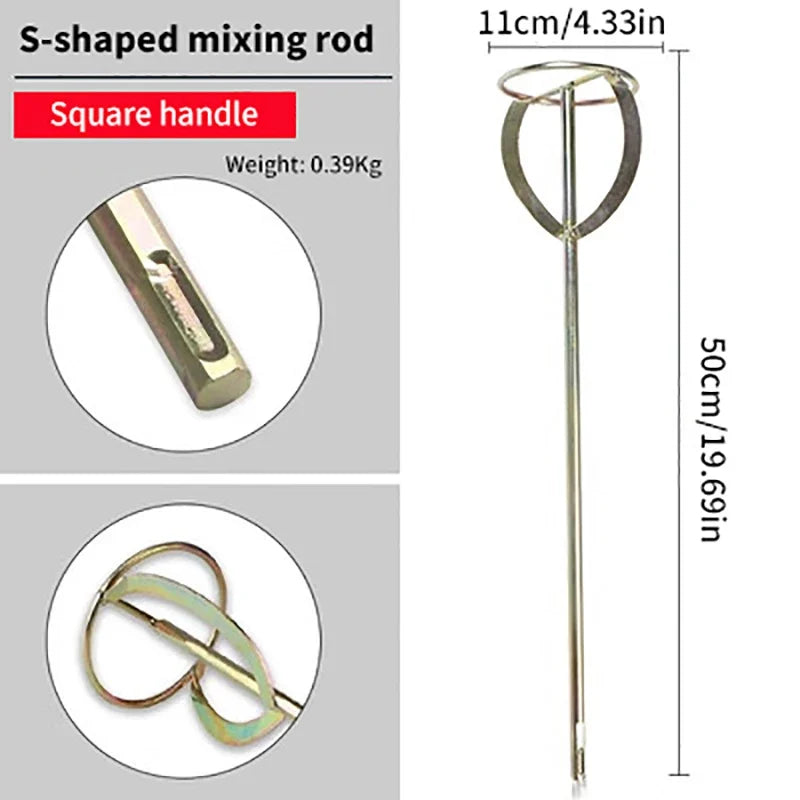 S-Type Mixing Paddle Drill Attachment – Paint, Mortar & Plaster Mixing Paddle Attachment Qme A