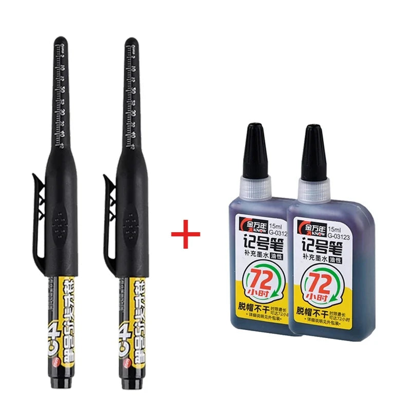 Waterproof Deep Hole Marker Pen – Long Nib Carpenter Pen Carpenter Marker Pen Qme black-2pen 2ink