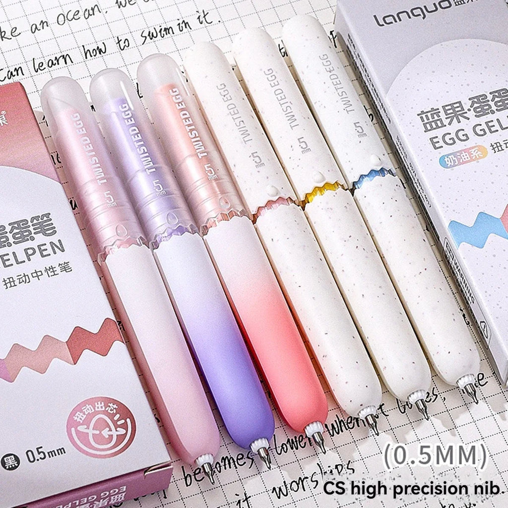 Kawaii Egg Gel Pens 0.5mm Quick Dry Smooth Black Ink Gel Pen Set Qme