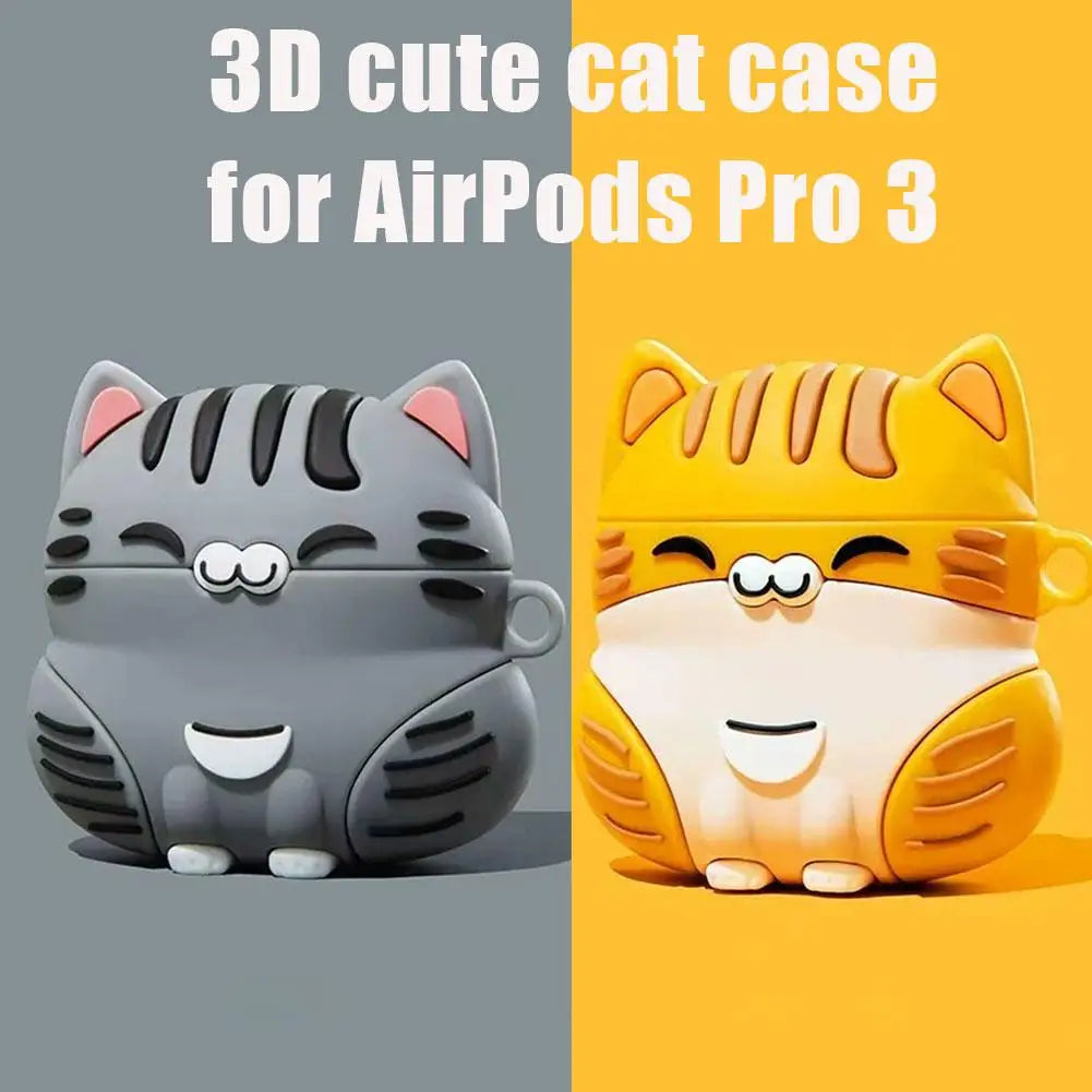 Cute Cat Silicone AirPods 3 Case – Shockproof Standing Cover AirPods Silicone Case Qme