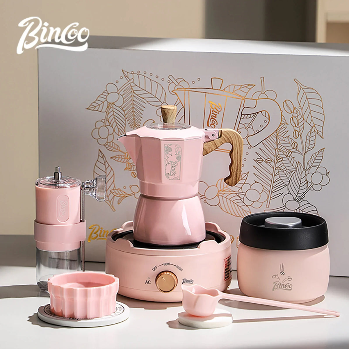 BINCOO Dual Valve Moka Pot Gift Box – Espresso Coffee Maker Moka Pot Qst