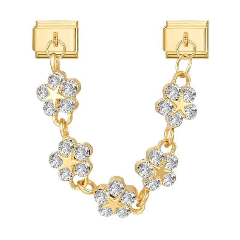 Zircon Heart Moon Stars Planet Italian Charm Links | 9mm Fit Italian Charm Links Qme S 22