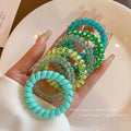 6-Pack Candy Color Spiral Hair Ties – High Elasticity Coil Bands Hair Ties Set Qst Green