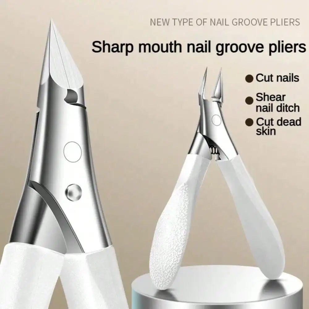 Professional Nail Clippers & Cuticle Trimmer | Stainless Steel Nail Clipper Set Qme WHITE
