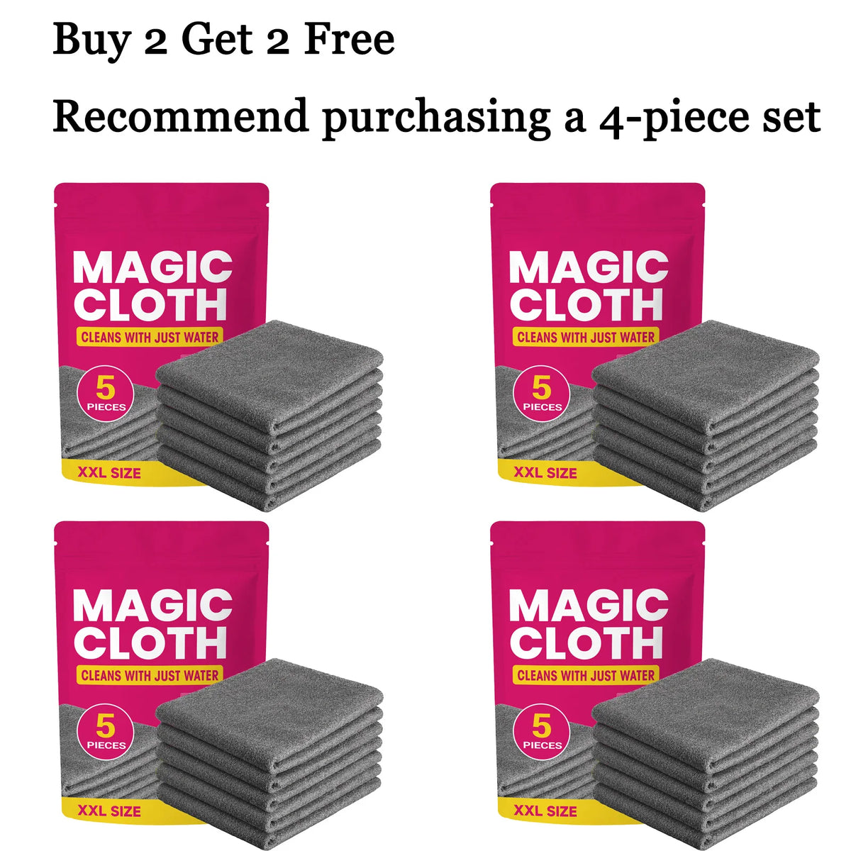 5-Pack Magic Microfiber Cleaning Cloths – Multi-Surface Microfiber Cleaning Cloth Qst 4 bags
