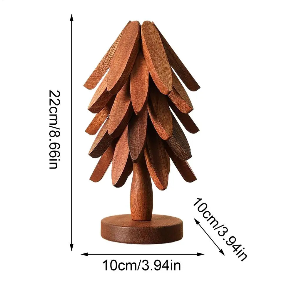 Wooden Tree Trivet & Non-Slip Coaster – Heat-Insulating Placemat Wooden Trivet Coaster Qme Walnut color 5 as picture shows