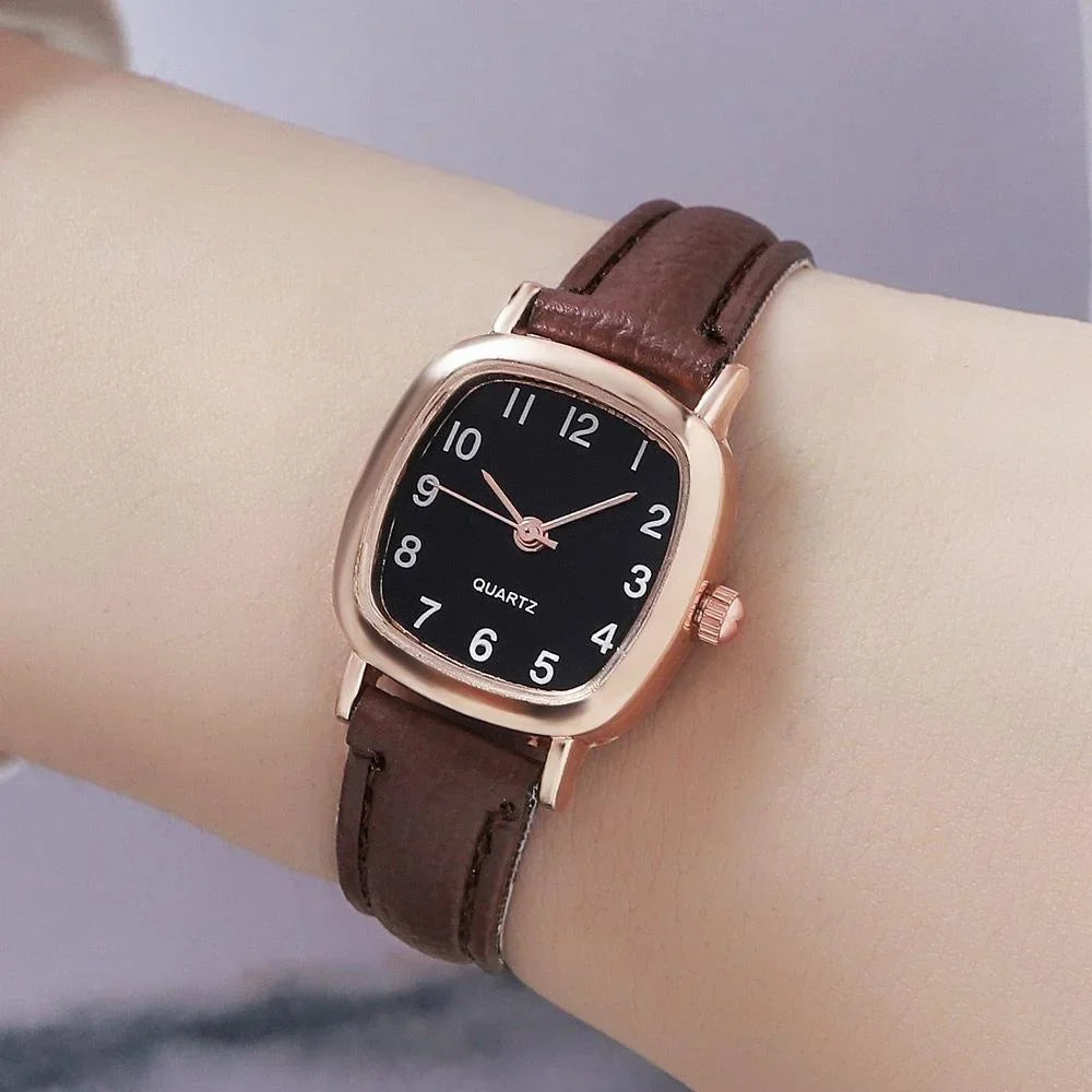 Kegllect Women's Vintage Square Dial Quartz Watch | Belt Strap Women's Quartz Watch Qme