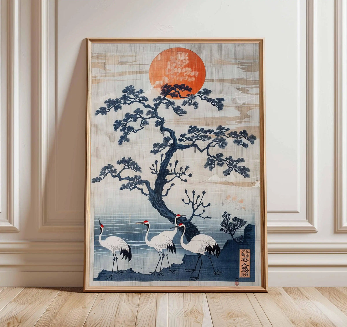 Japanese Crane Vintage Ukiyo-e Canvas Wall Art Print Canvas Wall Art Qst HW20225-10 30x40cm Unframed