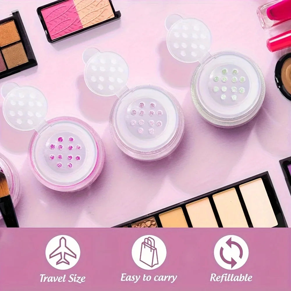 Mini Transparent Glitter Powder Compact | Travel-Size Jar Glitter Powder Compact Qme