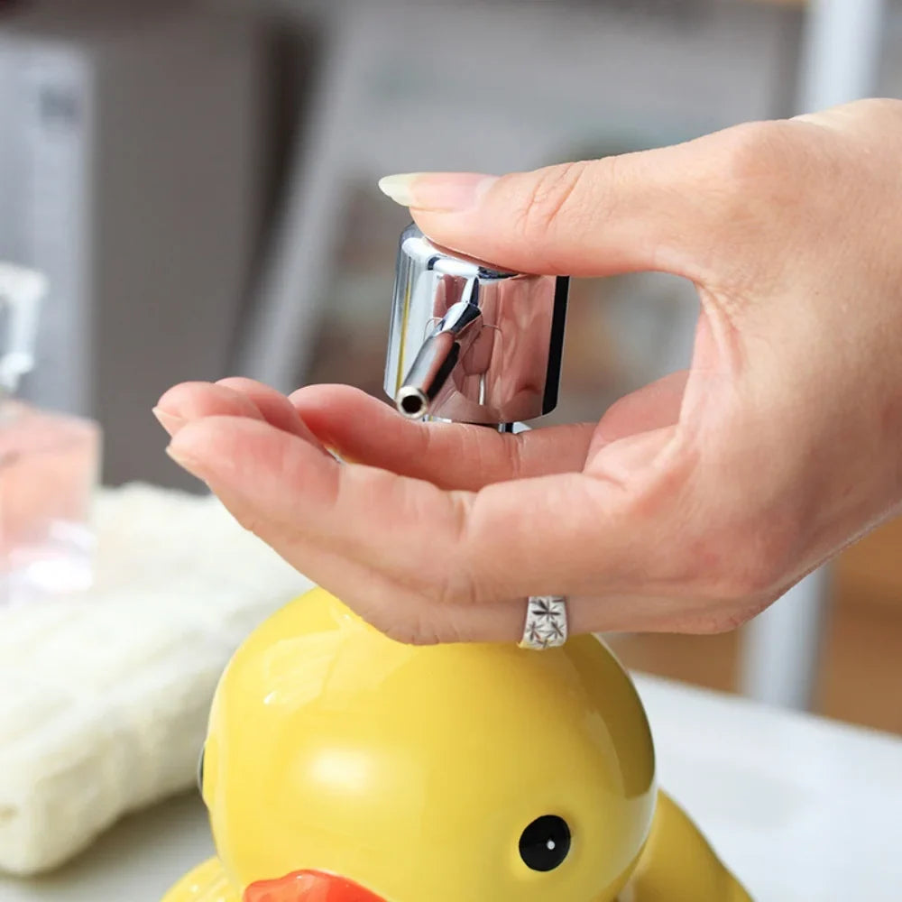 Cute Yellow Duck Ceramic Soap & Lotion Dispenser Bottle Ceramic Soap Dispenser Qme