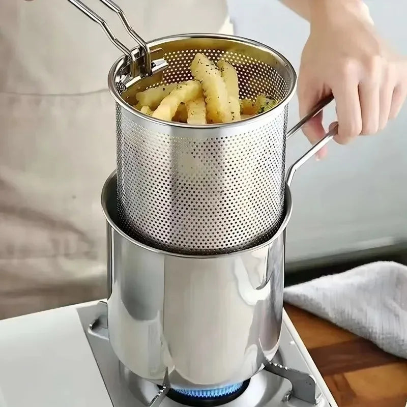Stainless Steel Deep Fryer Pot with Oil Filter Basket Deep Fryer Pot Qme