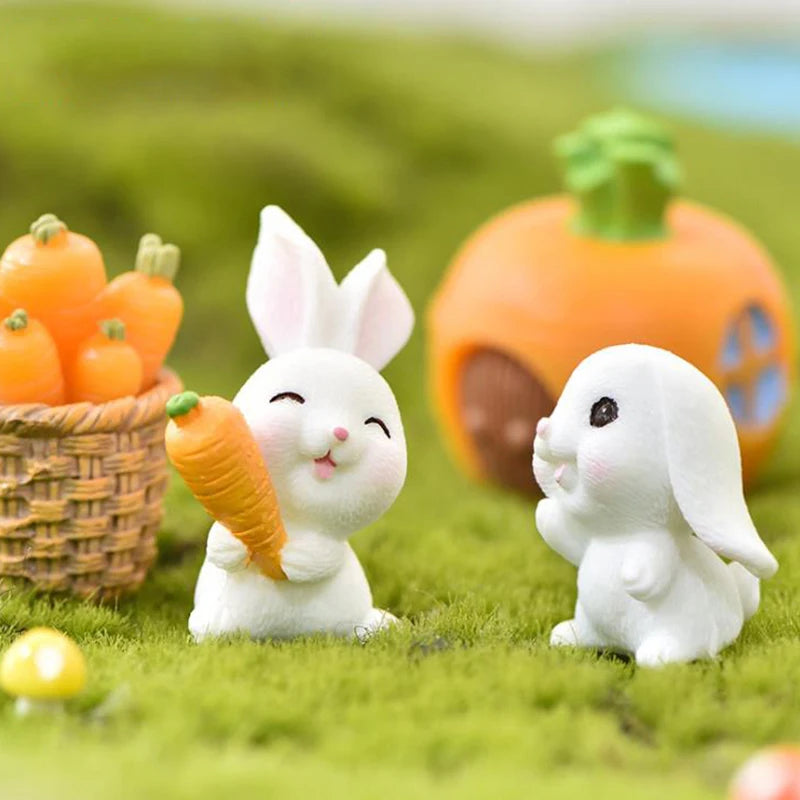 Mini Resin Rabbit Figurine – Easter Bunny Garden Ornament Resin Garden Figurine Qst