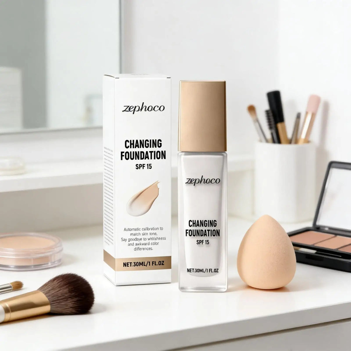 Zephoco Color Changing Foundation SPF 15 – Matte & Hydrating Liquid Foundation Qst
