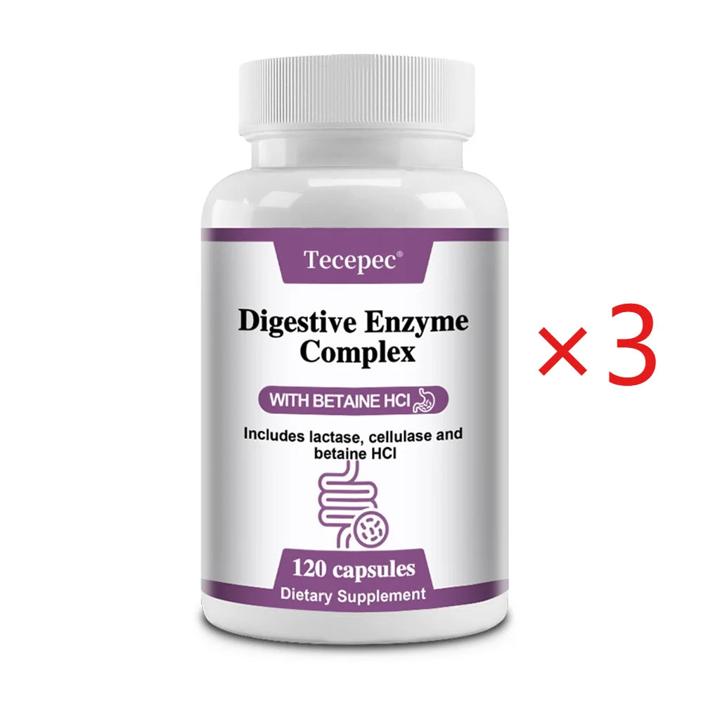 Tecepec Digestive Enzyme Capsules – 120 Count | Gut Support Digestive Supplement Qst 120 count-3 bottle