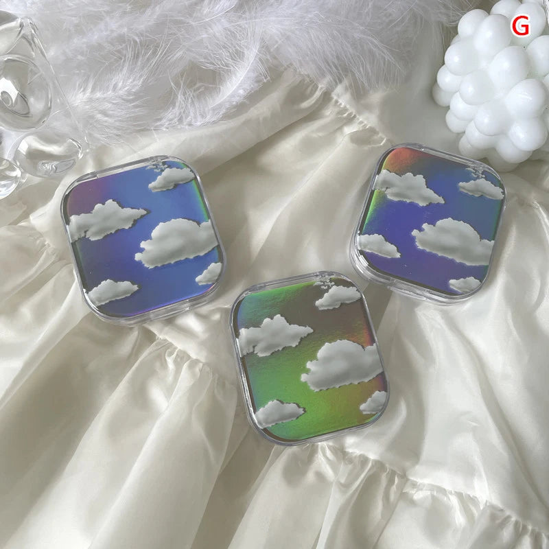 Laser Contact Lens Case Travel Set with Mirror | Portable Box Contact Lens Case Qst G