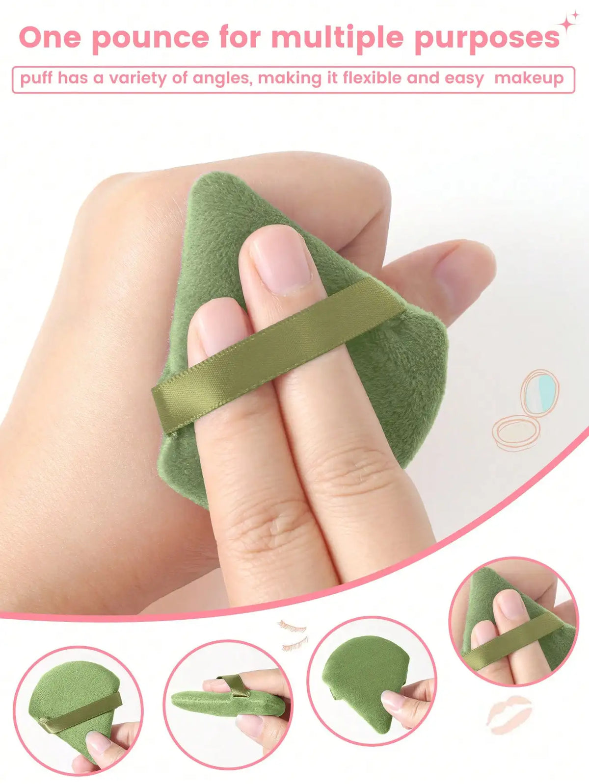 Triangle Sponge Puff Set – Loose Powder Setting & Blending Makeup Sponge Puff Qme