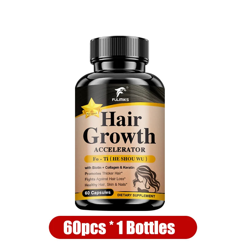Hair Growth Supplement Capsules – Fo-Ti Root & Ginger Extract Hair Growth Supplement Qst 1 Bottles 60pcs