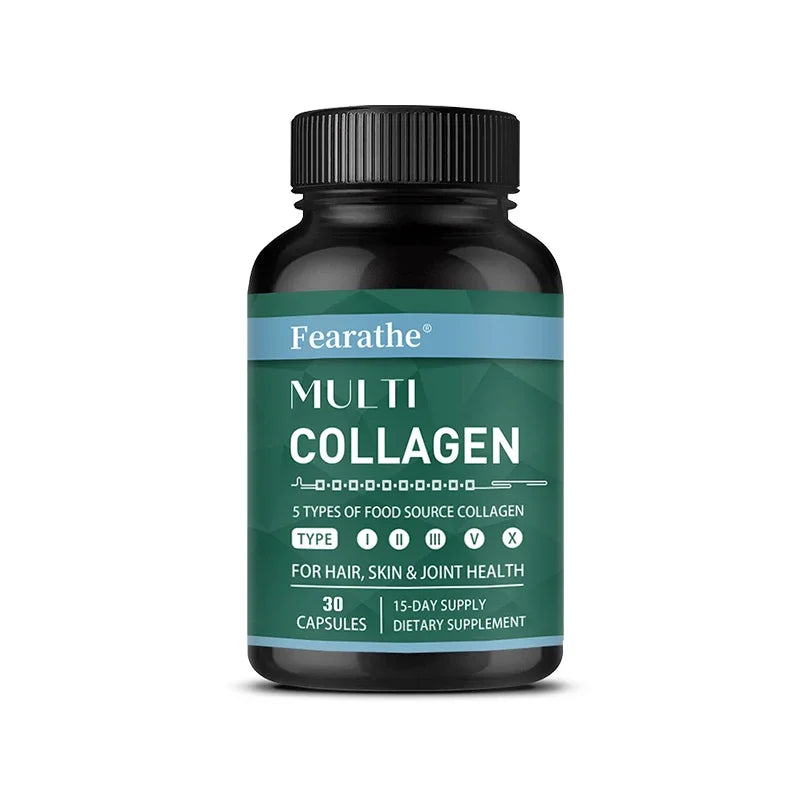 VITALXTRA Multi Collagen Capsules – 5 Types I II III V X Collagen Supplement Qst 30 count-1 bottle