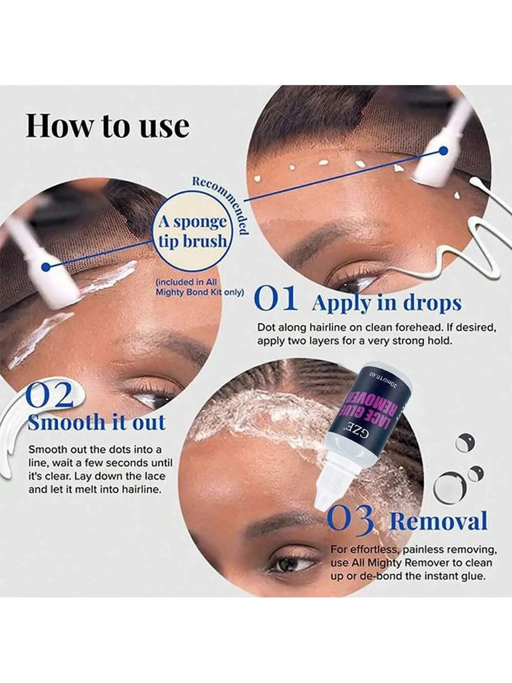GZE Lace Glue Remover – Professional Wig Adhesive Remover Wig Adhesive Remover Qme