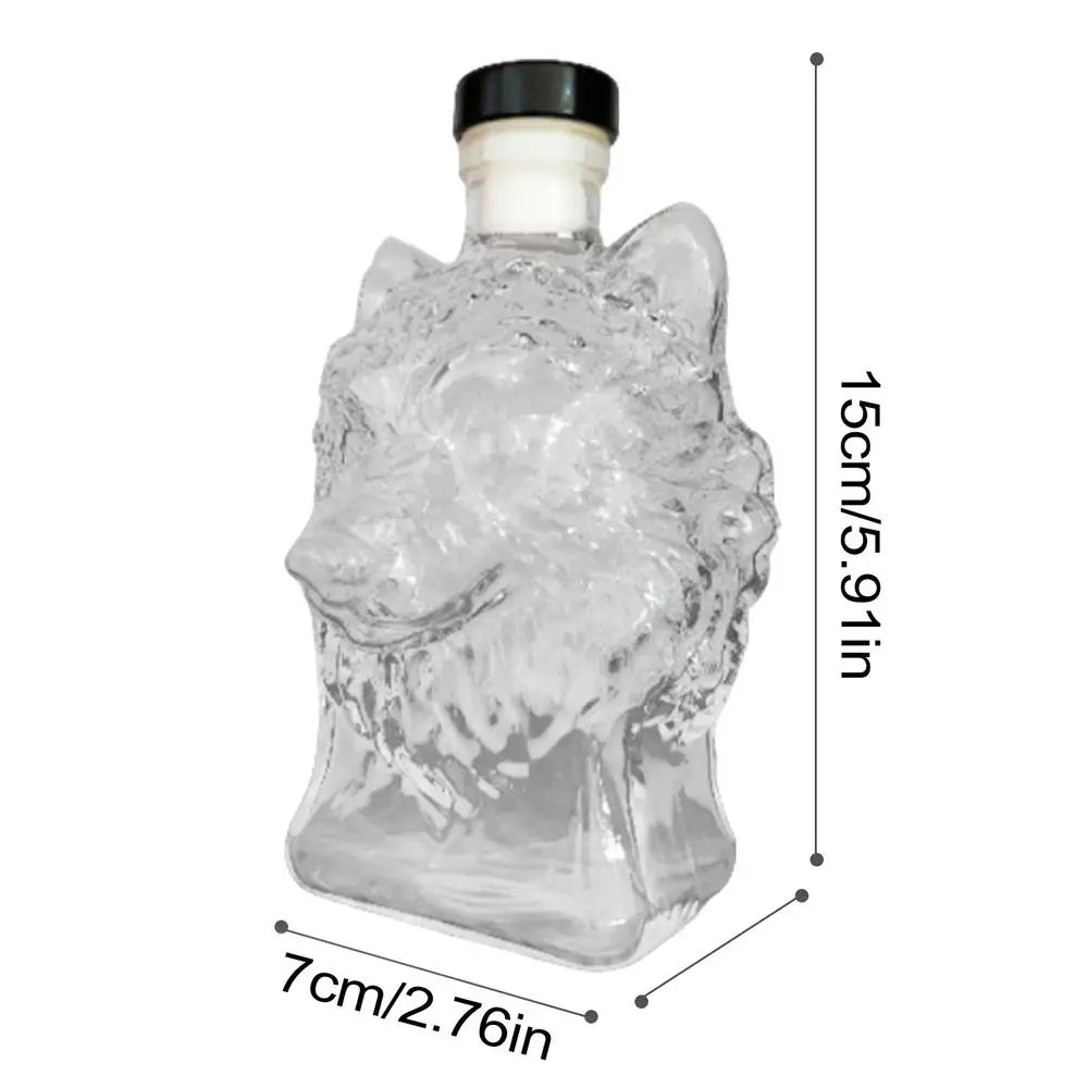 Wolf Head Glass Whiskey Decanter 350ml | Bar Gift Glass Whiskey Decanter Qme China Mainland Clear