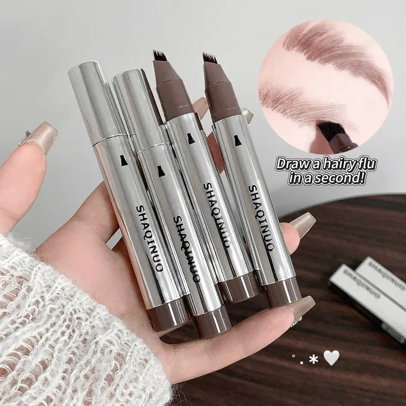 Qme Waterproof Eyebrow Pen – Multi-Tip Hair-Like Strokes Eyebrow Pen Qme