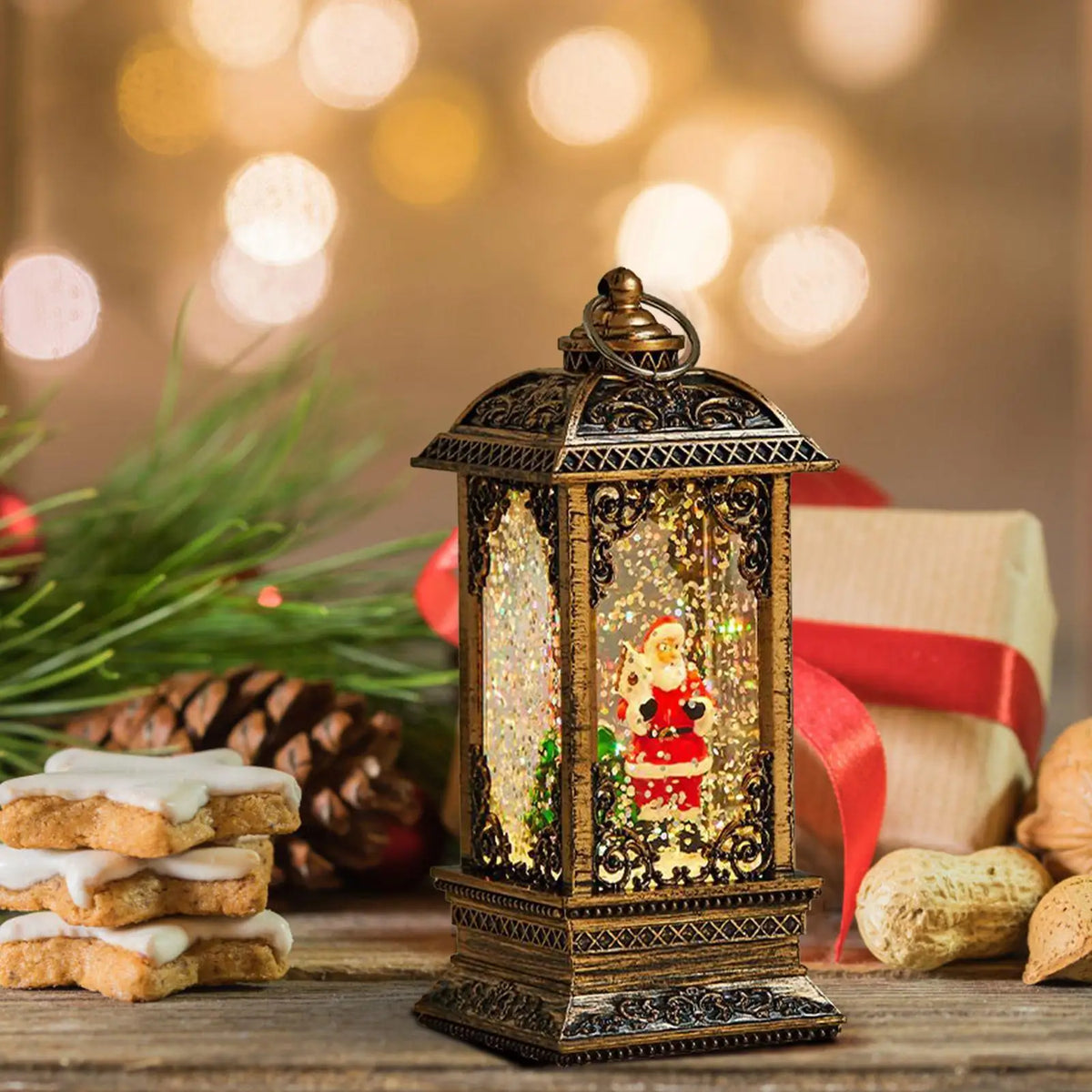 Lighted Santa Snow Globe Christmas Ornament – 4 Colors Christmas Snow Globe Qme