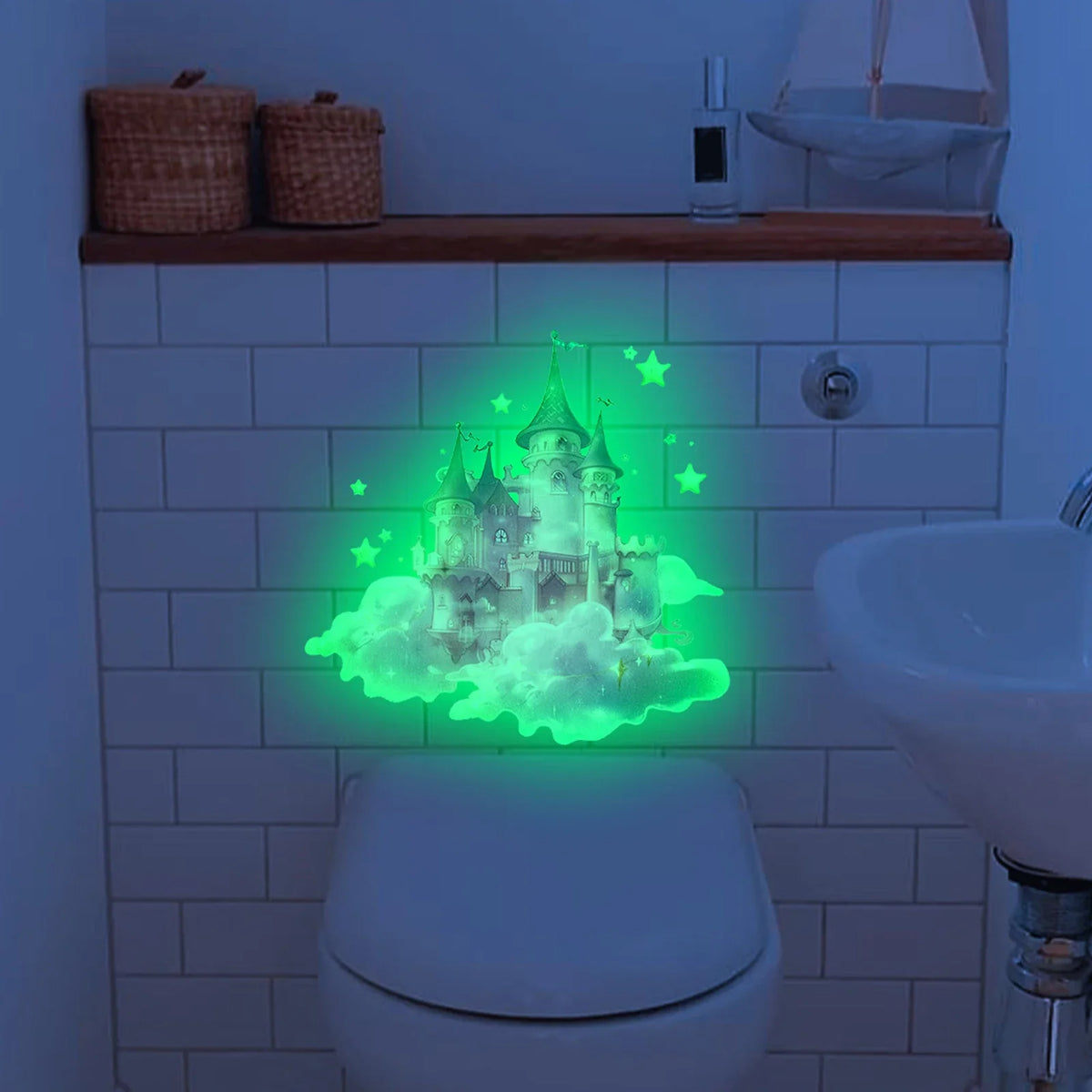 Glow-in-the-Dark Toilet Sticker – Fun PVC Bathroom Decal Bathroom Wall Sticker Qme