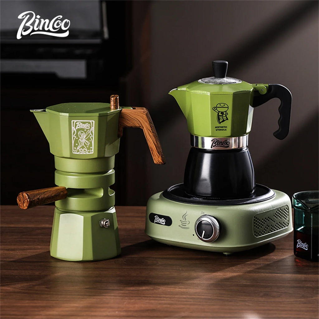 Bincoo Dual Valve Moka Pot – Stovetop Espresso Coffee Maker Stovetop Espresso Maker Qst
