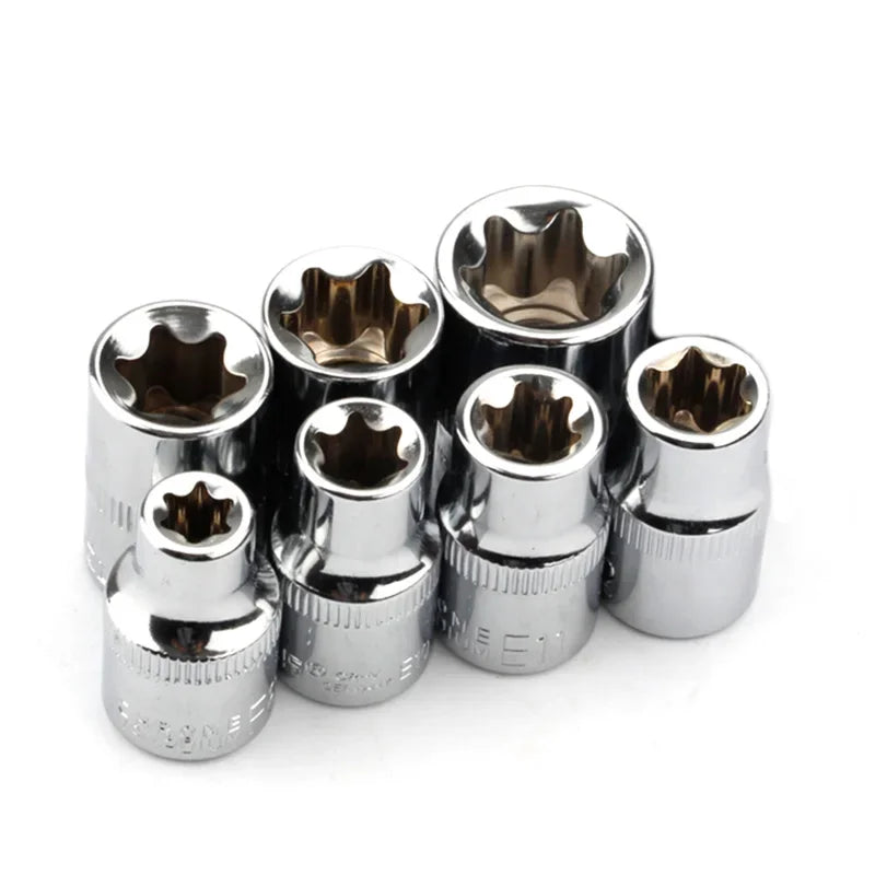 7-Pc Torx E-Socket Set 3/8" Drive E8 E10 E11 E12 E14 E16 E18 Torx Socket Set Qme