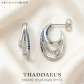 Creole Wave Hoop Earrings – Blue Stones 925 Sterling Silver Hoop Earrings Qme Earrings
