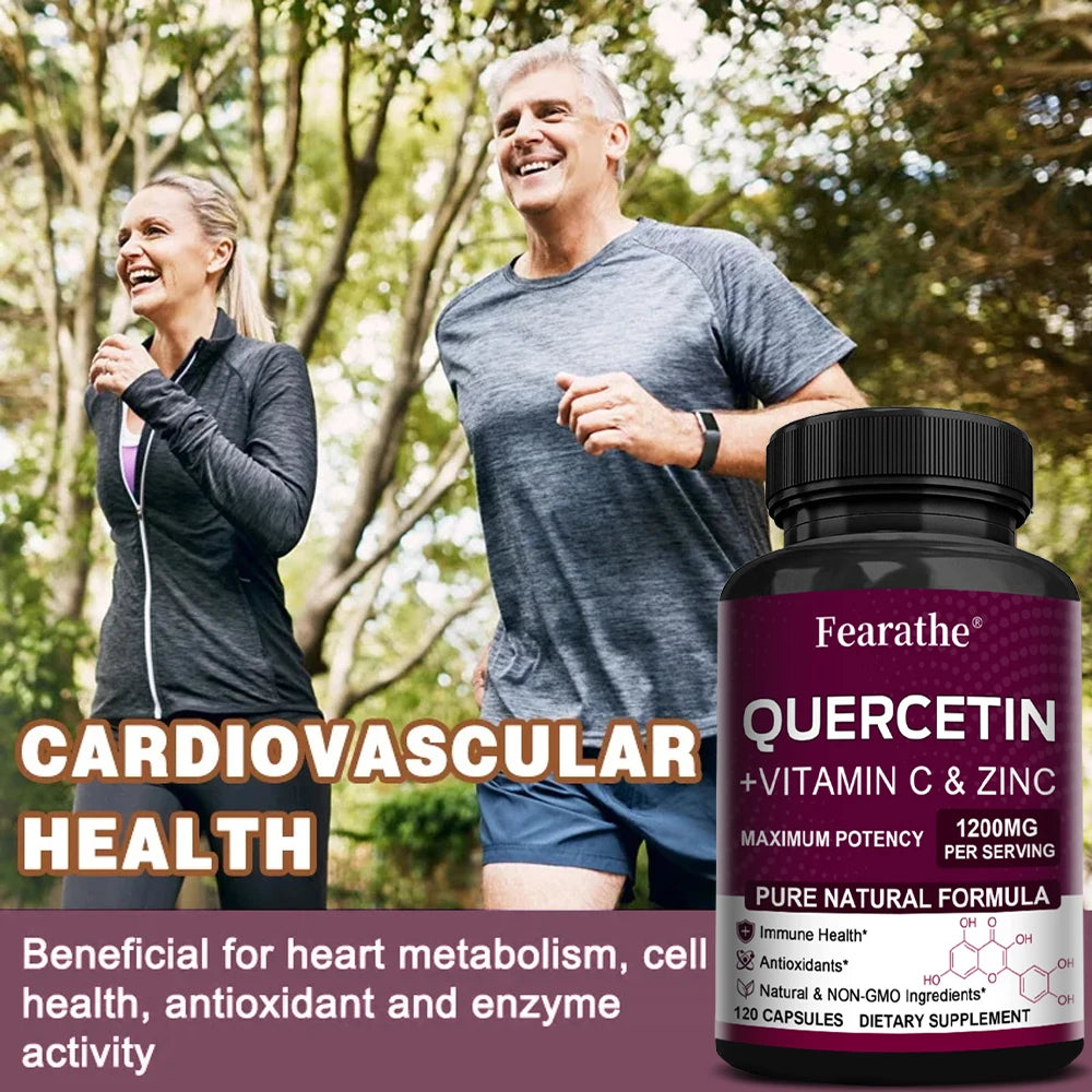 Quercetin 1200mg Zinc & Vitamin C Capsules – Non-GMO 60ct Herbal Supplement Qst