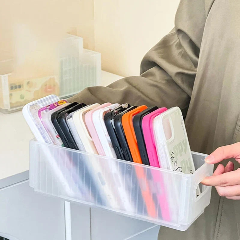 Transparent Phone Case Holder & Desktop Organizer Box Desktop Organizer Box Qme