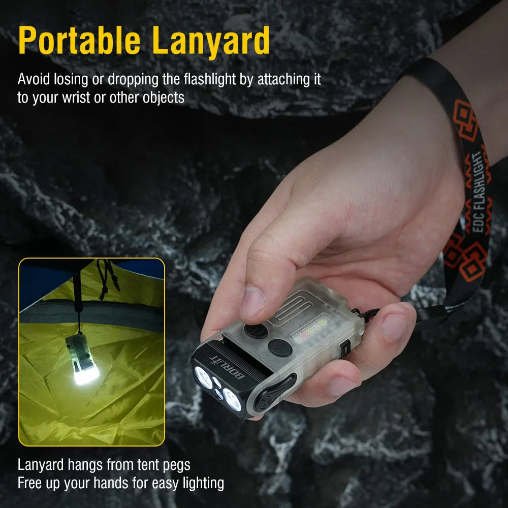BORUiT V20 LED Keychain Flashlight – UV, Magnetic, USB-C LED Keychain Flashlight Qst