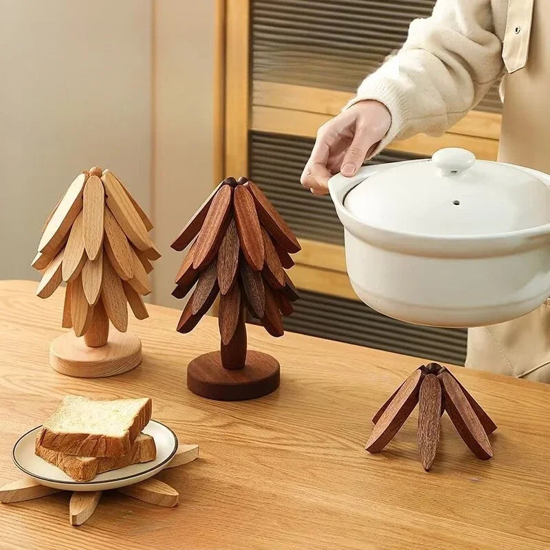 Christmas Tree Solid Wood Table Mat & Coaster Set Wood Table Coaster Qme