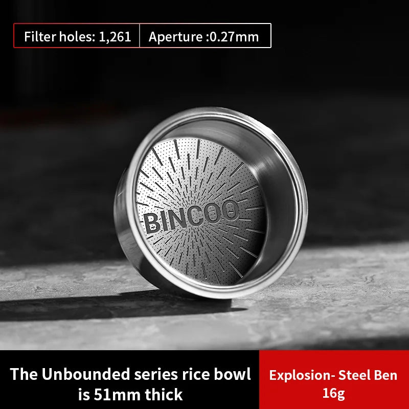 Bincoo Precision Espresso Filter Basket 51/58.5mm 16–20g Espresso Filter Basket Qst 51MM 16g A