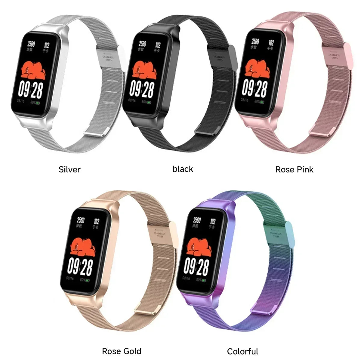 Xiaomi Mi Band 8 Active Stainless Steel Metal Strap | 14 Colors Smart Band Strap Qme