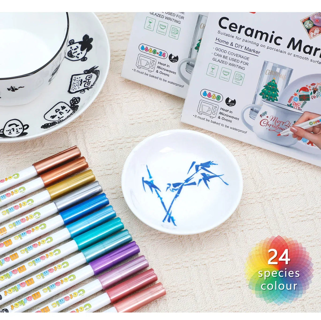 Ceramic Paint Markers 12 & 24 Non-Toxic Colors – DIY Art Pens Ceramic Paint Markers Qme