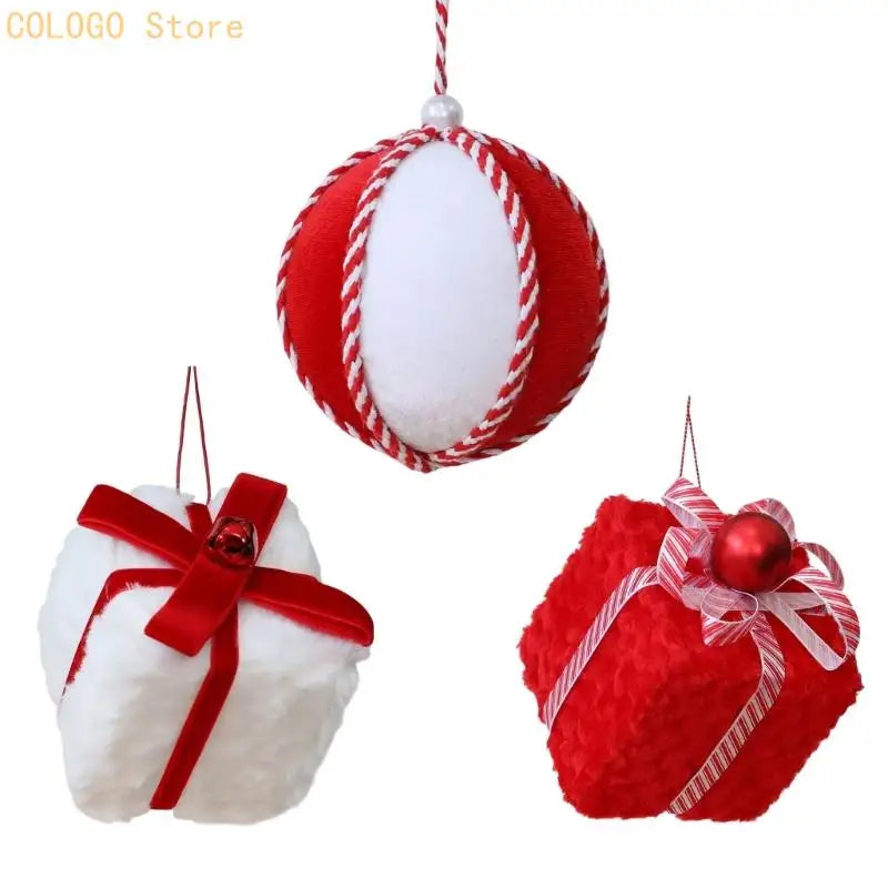 Soft Velvety Christmas Tree Hanging Ornaments | 3 Colors Christmas Tree Ornament Qme