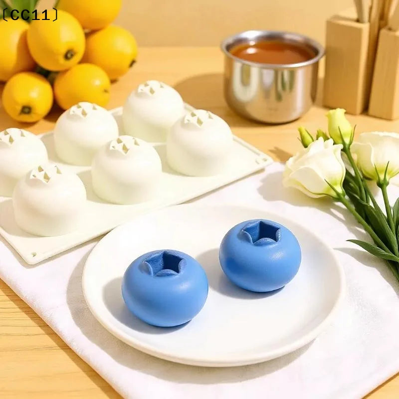 6-Cavity Blueberry Silicone Mousse Cake Mold – Fruit Shaped Silicone Baking Mold Qme