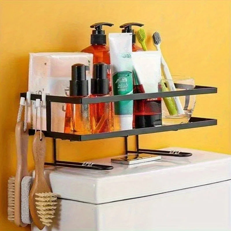 Double Layer Toilet Storage Rack – No-Drill Bathroom Organizer Bathroom Storage Rack Qme