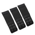 Women's Elastic Bra Extenders – 3-Row Hook, 4 Colors Bra Extender Qme black one size