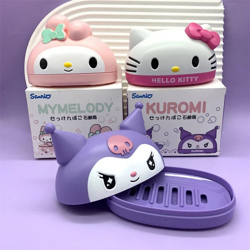 Hello Kitty Kuromi Soap Dish Holder | Kawaii Bathroom Décor Soap Dish Holder Qme