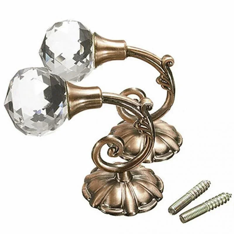 Metal Crystal Glass Curtain Holdbacks – Decorative Wall Tie Backs Curtain Holdback Hooks Qme